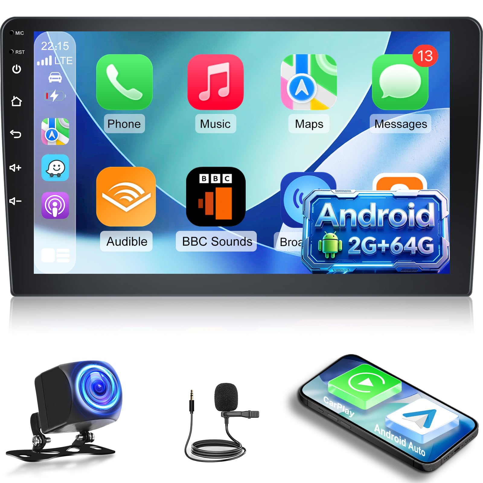 Amazon.com: [2G+64G] 10.1 inch Double Din Android Car Stereo, 10